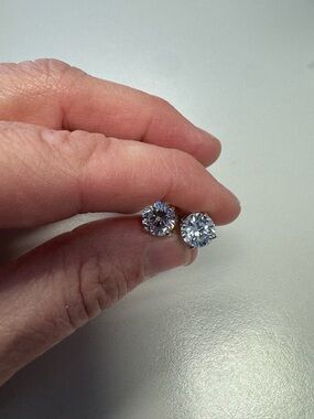 Fashion Jewelry Sparkling Clear Round Stud Earrings - Silver